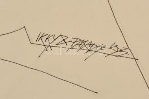 Parádi Katalin (1970-): Divatterv. Vegyes technika, papír, jelzett, 42×60 cm