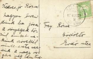 ~1911 Konop, Conop; mezőgazdasági munkálatok, legények zászlóval, cséplőgép, szerzetes / agricultura...