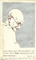 Mahatma Gandhi. Rajni No. 19. Silver art postcard