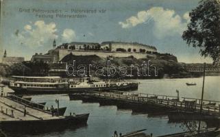 1914 Pétervárad, Petrovaradin (Újvidék, Novi Sad); vár, hajóhíd, Albrecht gőzüzemű oldalkerekes személyhajó / Festung / castle, pontoon bridge, Hungarian passanger steamship (EK)