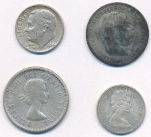 Vegyes 4db-os külföldi ezüstpénz tétel, közte Ausztria 1894. 1K Ag "Ferenc József", Kanada...