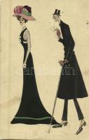 1912 Karikaturen-Serie / Lady and gentleman. caricature (fa)