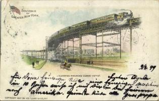 1899 New York, elevated railwad curve 110th St., Souvenir of Greater New York (EK)
