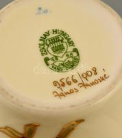 Zsolnay virágmintás porcelán váza, kézzel festett, jelzett, hibátlan, m: 17 cm