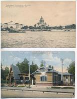 2 db RÉGI orosz városképes lap / 2 pre-1945 Russian town-view postcards: Losinoostrovskaya railway station (Moscow), Saint Petersburg (Petrograd)