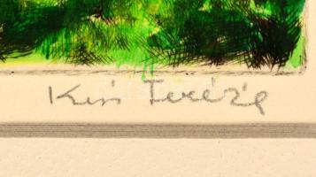 Kiss Terézia (1928- ): Zebegény. Színezett rézkarc (II/XX), papír, jelzett, paszpartuban, 17×24,5 cm