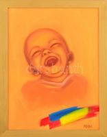 Balog Marianna (1967-): Arany gyermek. Olaj, vászon, jelzett, keretben, 40×30 cm