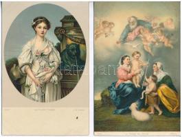 8 db RÉGI használatlan Stengel litho művész motívumlap / 8 pre-1945 unused Stengel litho art motive ...