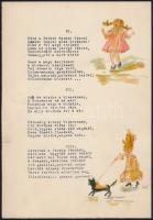cca 1930 Gépiratos gyerekvers 13 strófában, mellette színes illusztrációkkal, rajzokkal. 6 lapon
