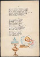 cca 1930 Gépiratos gyerekvers 13 strófában, mellette színes illusztrációkkal, rajzokkal. 6 lapon