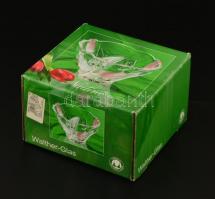 Walther Glass kínáló, formába öntött, maratott, apró kopásnyomokkal, eredeti dobozában, d: 15 cm, m:...