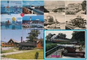 10 db MODERN magyar és külföldi képeslap: vasútállomások, vonatok / 10 modern Hungarian and European postcards with railway stations, trains