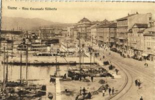 Fiume, Rijeka; Riva Emanuele Filiberto / quay, port, sailing vessels, steamships