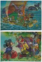 2 db MODERN dimenziós 3D képeslap: Walt Disney (Pinokkió, Mickey egér) / 2 modern dimensional 3D postcards: Walt Disney (Pinocchio, Mickey Mouse)