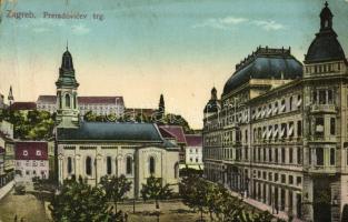 1913 Zagreb, Zágráb, Agram; Preradovicev trg / tér, Szerb ortodox székesegyház / square, Serbian Orthodox Cathedral (szakadás / tear)