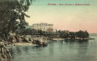 Lovran, Lovrana, Laurana; Hotel Lovrana u. Madalena Seebad / hotel, seaside resort, bath, beach (EK)