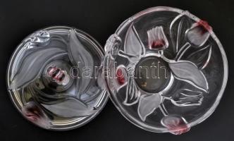 Walther Glass bonbonier, formába öntött, maratott, apró kopásnyomokkal, eredeti dobozában, m:21 cm