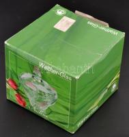 Walther Glass bonbonier, formába öntött, maratott, apró kopásnyomokkal, eredeti dobozában, m:21 cm