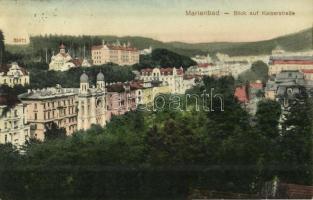 1912 Mariánské Lázne, Marienbad; Blick auf Kaiserstraße / street view, synagogue. Originaldruck Reinicke & Rubin (EK)