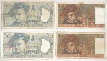 Franciaország 1976. 10Fr + 1978. 10Fr + 1990. 50Fr + 1991. 50Fr T:III,III- tűlyukak
France 1976. 10...