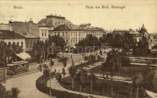 1922 Braila, Platz des Heil. Erzengel / square, tram, automobile (EK)