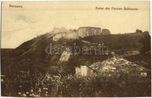 Suceava, Suczawa, Szucsáva; Ruine des Fürsten Schlosses / Cetatea de Scaun a Sucevei / castle ruins (cut)