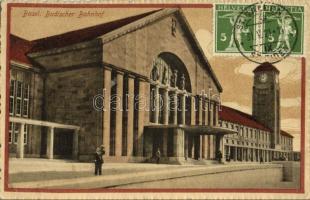 1921 Basel, Badischer Bahnhof / railway station. TCV card (EK)