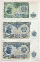 Bulgária 1951. 3L (2x) + 5L (2x) + 10L (2x) közeli sorszám + 50L (3x) közte 2db sorszámkövető + 100L...