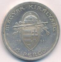 1938. 5P Ag "Szent István" T:1- ph. Adamo P8.1