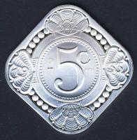 Hollandia 1933. 5c nagyalakú Ag utánverete 18,62g T:PP