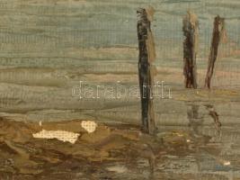 Petheő A. László (?-?): Vitorlások. Olaj, vászon, jelzett, lepattogzott  festékkel, hibás keretben, ...