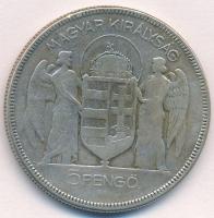 1930. 5P Ag "Horthy jobbra" T:3 patina, karcolás Adamo P8
