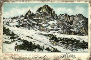 1911 Tirol, Frau Hitt und Sattelspitze (Karwendel) (tear)