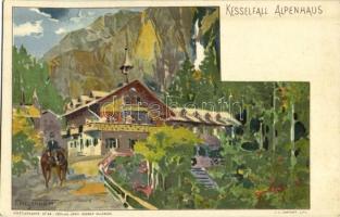Kaprun, Kesselfall Alpenhaus, Künstlerkarte No. 28. Verlag Herm. Kerber / guesthouse s: F. Hegenbart