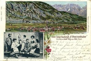 1902 Silz, Tiroler Sanger-Gesellschaft dOberinnthaler, Direktion Josef Förg / general view, music band, floral (small tears)