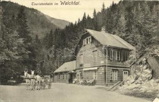 Weichtal, Touristenheim / tourist house, horse-drawn carriage (small tear)