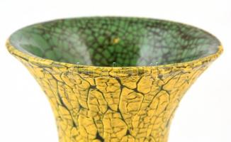 Iparművészeti Vállalatos Gorka mázas kerámia váza, matricával jelzett, alján lepattanással, m: 21 cm