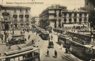 1924 Catania, Piazza Duomo e Palazzo Municipale / square, Grand Hotel Central Europe, trams, autobus