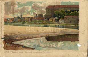 Linz, Linz an der Donau von Urfahr gesehen. Kuenstlerpostkarte No. 2311. von Ottmar Zieher Kunstanstalt. litho s: Raoul Frank (b)