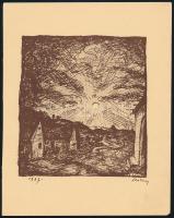 Rudnay Gyula (1878-1957): Faluvég, cinkográfia, papír, jelzett a cinkográfián, 13x11,5 cm