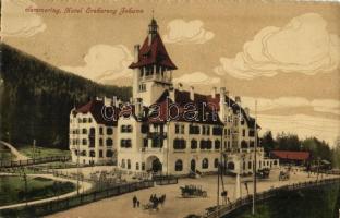 Semmering, Hotel Erzherzog Johann / hotel, horse-drawn carriage, automobile