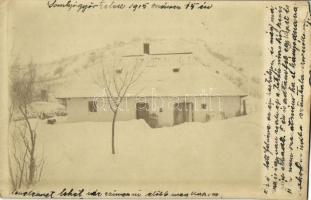 1915 Somlyógyőrtelek, Giurtelecu Simleului; Gyulay Károly kastélya télen és saját levele szüleinek / castle in winter, owners letter to his parents. photo  (EM)