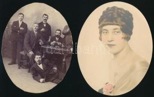 cca 1900-1980 20 db vegyes fotó, portrék, színezett fotók, enteriőrök, különböző méretekben