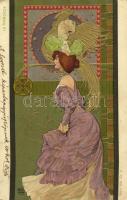 La Francaise / French lady. Art Nouveau, Serie 653. Nr. 5. litho s: Basch Árpád (EK)