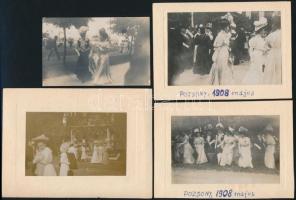 1908 Pozsony, életképek egy rendezvényről, 4 db fotó, 7×10 és 7×11 cm
