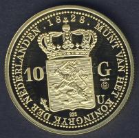 Hollandia 1828. 10G Au aranyozott Ag utánverete 10g T:PP