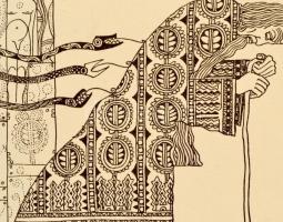 Kozma Lajos (1884-1948): Kísértés. Cinkográfia, papír, jelzett a cinkográfián, paszpartuban, 19,5×16...