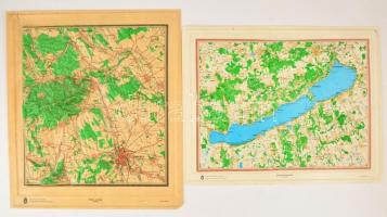 6 db domború műanyag szemléltető  térkép (Szombathely és környéke, a Föld felszíne, Balaton, stb.), ...