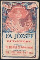 1911 Fa József italkereskedő reklámos zsebnaptára. 16p. Sarka sérült
