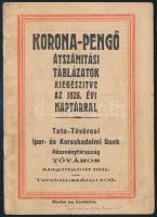 1926 Korona-Pengő átváltási táblázat és naptár 10p.
